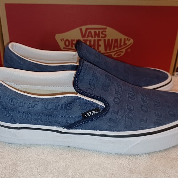 Vans Men's 6.5/Women's 8 Slip On Debossed "Off The Wall" Blue RARE - Picture 11 of 12